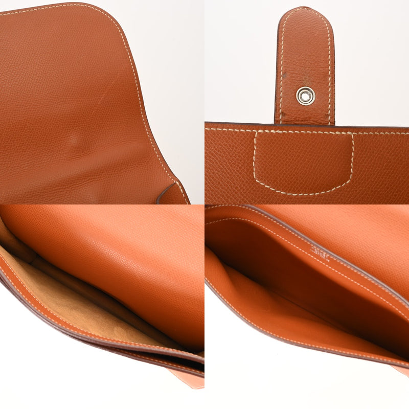 HERMES エルメス サックアデペッシュ27 ハンドバッグ コニャック □I刻印(2005年頃) メンズ ヴォーエプソン ビジネスバッグ Bランク 中古 銀蔵