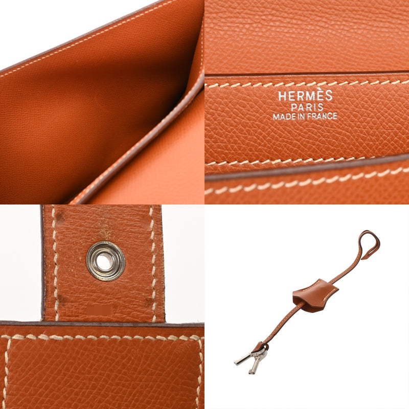 HERMES エルメス サックアデペッシュ27 ハンドバッグ コニャック □I刻印(2005年頃) メンズ ヴォーエプソン ビジネスバッグ Bランク 中古 銀蔵