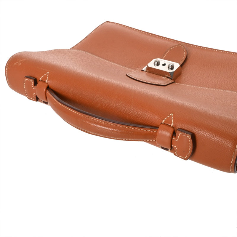 HERMES エルメス サックアデペッシュ27 ハンドバッグ コニャック □I刻印(2005年頃) メンズ ヴォーエプソン ビジネスバッグ Bランク 中古 銀蔵