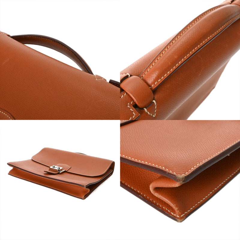 HERMES エルメス サックアデペッシュ27 ハンドバッグ コニャック □I刻印(2005年頃) メンズ ヴォーエプソン ビジネスバッグ Bランク 中古 銀蔵