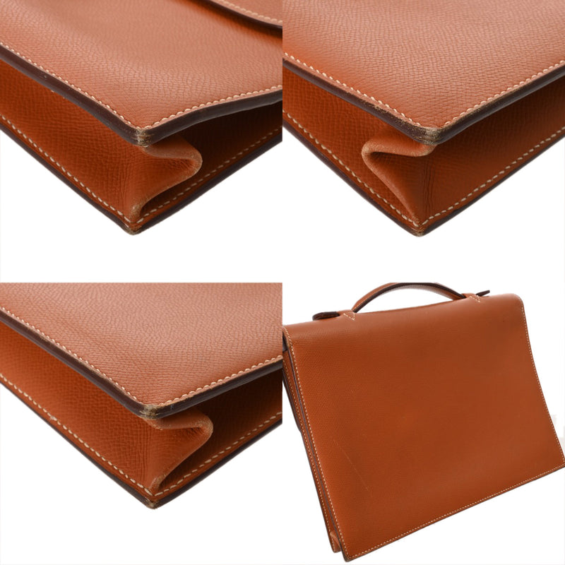 HERMES エルメス サックアデペッシュ27 ハンドバッグ コニャック □I刻印(2005年頃) メンズ ヴォーエプソン ビジネスバッグ Bランク 中古 銀蔵