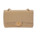 CHANEL シャネル マトラッセ チェーンショルダー 25cm Wフラップ ベージュ A01112 レディース キャビアスキン ショルダーバッグ Bランク 中古 銀蔵