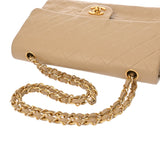 CHANEL シャネル マトラッセ チェーンショルダー 25cm Wフラップ ベージュ A01112 レディース キャビアスキン ショルダーバッグ Bランク 中古 銀蔵