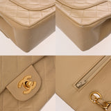 CHANEL シャネル マトラッセ チェーンショルダー 25cm Wフラップ ベージュ A01112 レディース キャビアスキン ショルダーバッグ Bランク 中古 銀蔵