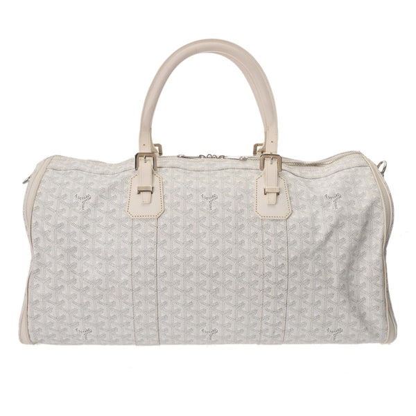 GOYARD ゴヤール クロワージュ 50 ホワイト レディース PVC レザー ボストンバッグ Bランク 中古 銀蔵