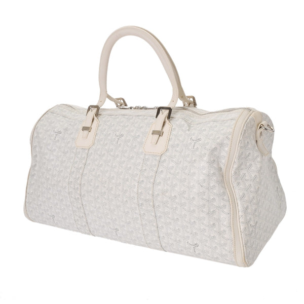 GOYARD ゴヤール クロワージュ 50 ホワイト レディース PVC レザー ボストンバッグ Bランク 中古 銀蔵