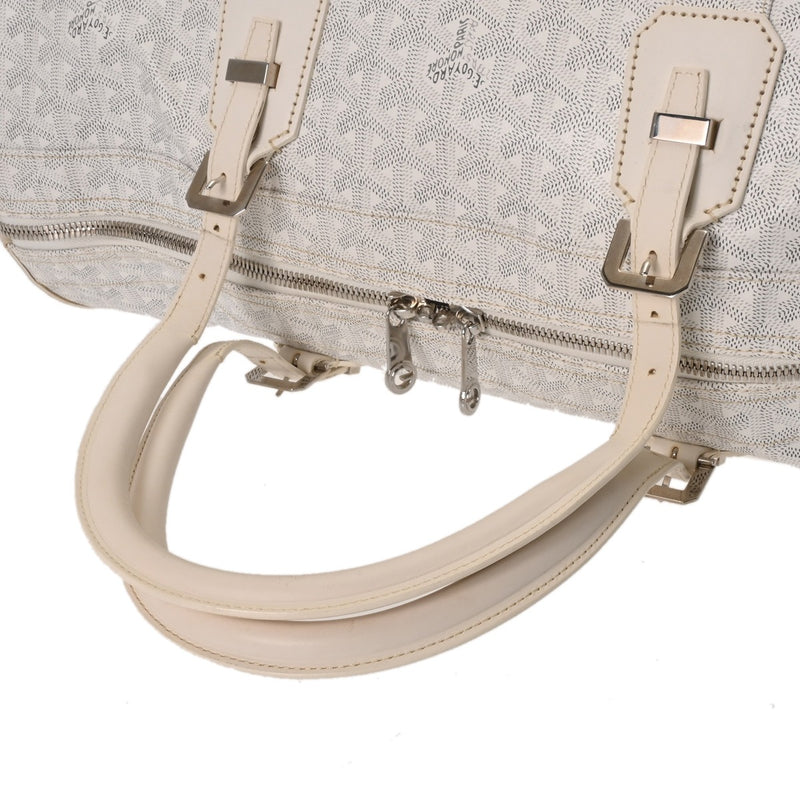 GOYARD ゴヤール クロワージュ 50 ホワイト レディース PVC レザー ボストンバッグ Bランク 中古 銀蔵