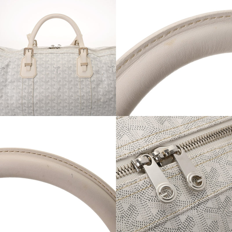 GOYARD ゴヤール クロワージュ 50 ホワイト レディース PVC レザー ボストンバッグ Bランク 中古 銀蔵