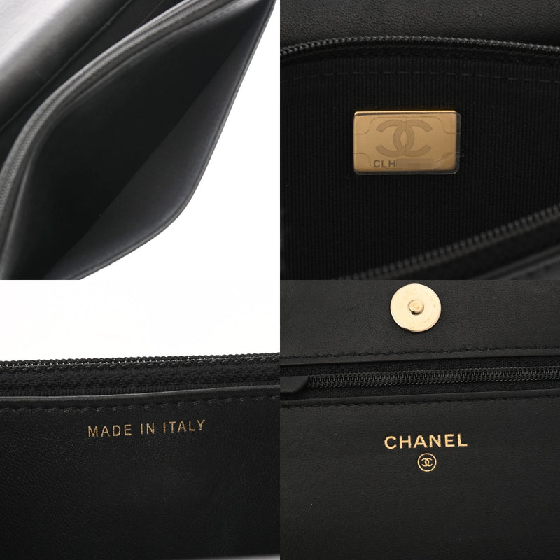 CHANEL シャネル マトラッセ チェーンウォレット パール ブラック レディース ラムスキン ショルダーバッグ ABランク 中古 銀蔵