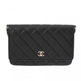 CHANEL シャネル マトラッセ チェーンウォレット パール ブラック レディース ラムスキン ショルダーバッグ ABランク 中古 銀蔵