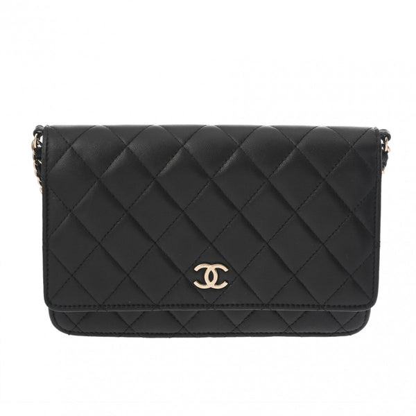 CHANEL シャネル マトラッセ チェーンウォレット パール ブラック レディース ラムスキン ショルダーバッグ ABランク 中古 銀蔵