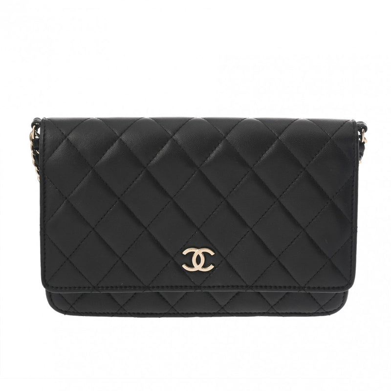 CHANEL シャネル マトラッセ チェーンウォレット パール ブラック レディース ラムスキン ショルダーバッグ ABランク 中古 銀蔵