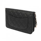 CHANEL シャネル マトラッセ チェーンウォレット パール ブラック レディース ラムスキン ショルダーバッグ ABランク 中古 銀蔵