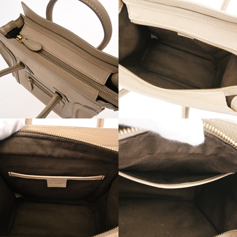 CELINE セリーヌ ラゲージ ナノ ベージュ 189243 レディース ドラムドカーフ ハンドバッグ Bランク 中古 銀蔵