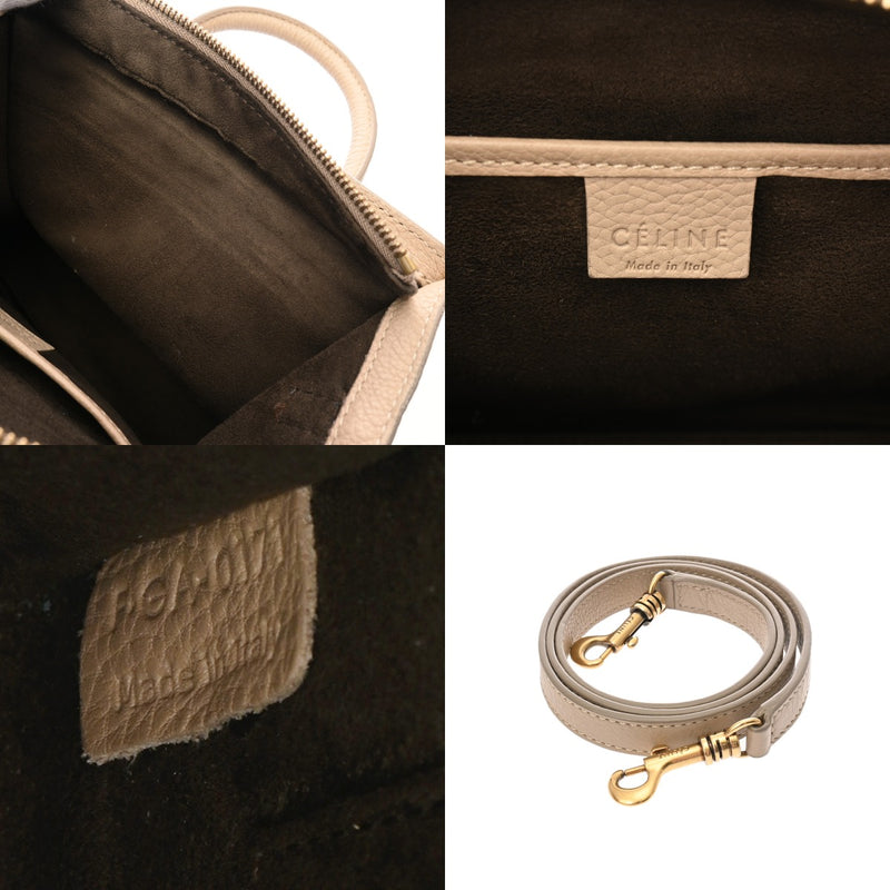 CELINE セリーヌ ラゲージ ナノ ベージュ 189243 レディース ドラムドカーフ ハンドバッグ Bランク 中古 銀蔵