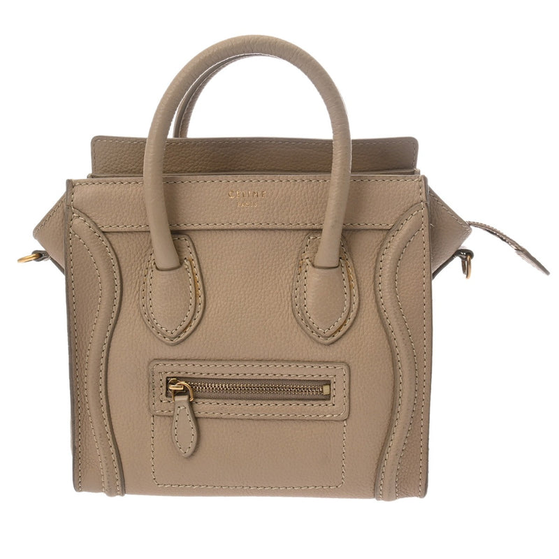 CELINE セリーヌ ラゲージ ナノ ベージュ 189243 レディース ドラムドカーフ ハンドバッグ Bランク 中古 銀蔵