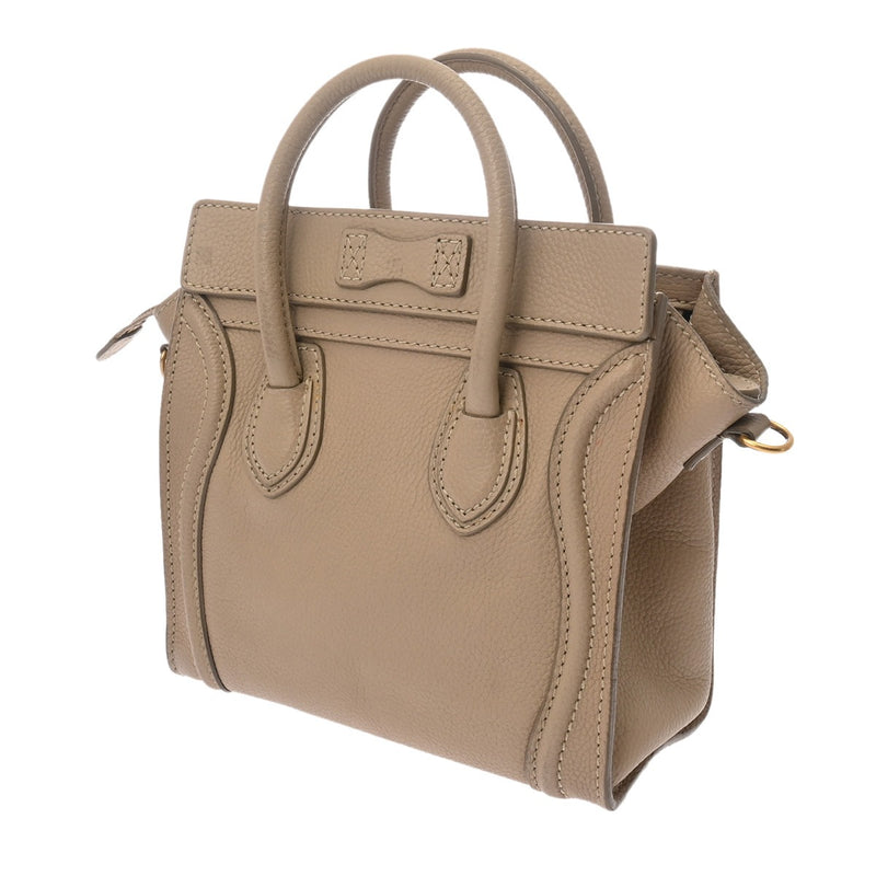 CELINE セリーヌ ラゲージ ナノ ベージュ 189243 レディース ドラムドカーフ ハンドバッグ Bランク 中古 銀蔵