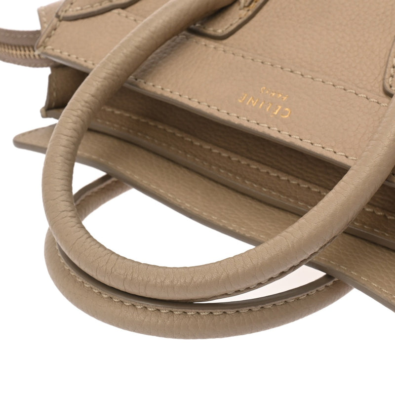 CELINE セリーヌ ラゲージ ナノ ベージュ 189243 レディース ドラムドカーフ ハンドバッグ Bランク 中古 銀蔵