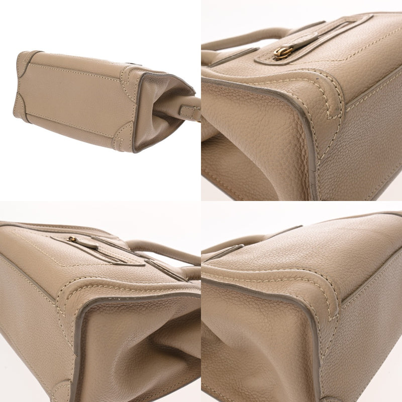 CELINE セリーヌ ラゲージ ナノ ベージュ 189243 レディース ドラムドカーフ ハンドバッグ Bランク 中古 銀蔵