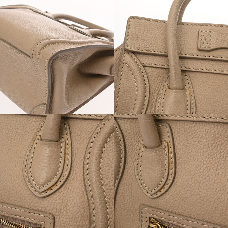 CELINE セリーヌ ラゲージ ナノ ベージュ 189243 レディース ドラムドカーフ ハンドバッグ Bランク 中古 銀蔵