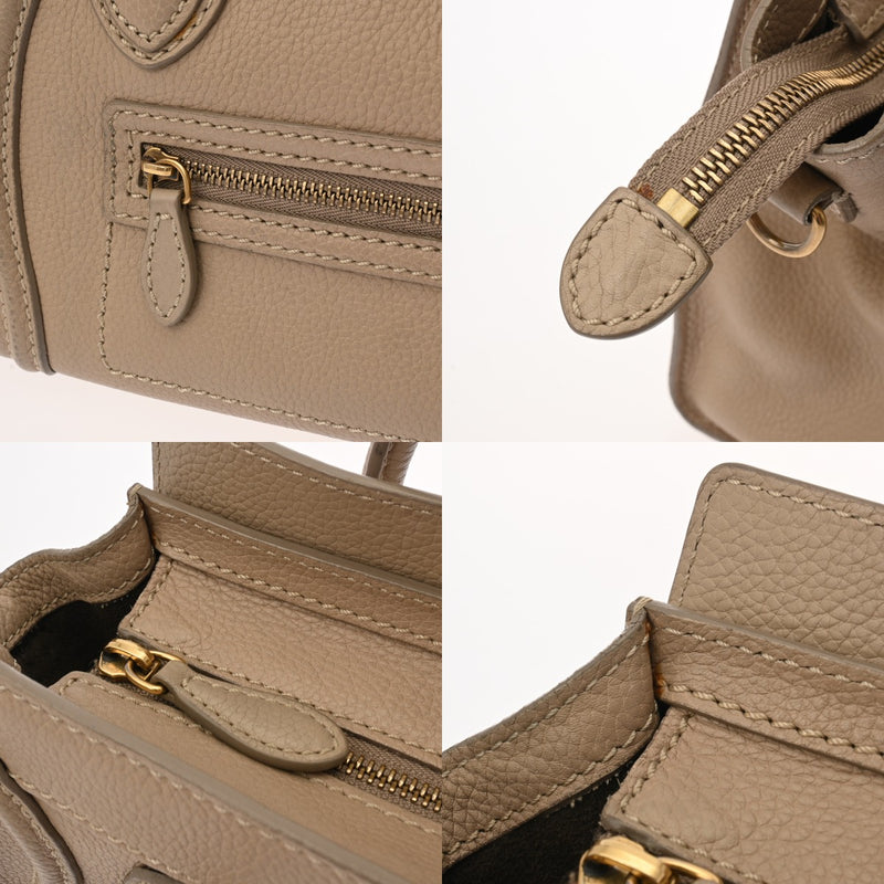 CELINE セリーヌ ラゲージ ナノ ベージュ 189243 レディース ドラムドカーフ ハンドバッグ Bランク 中古 銀蔵