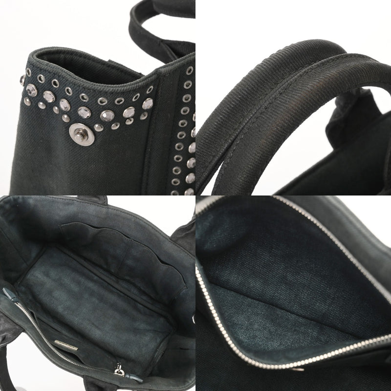 PRADA プラダ カナパ トート スタッズ ビジュ モスグリーン BN2642 レディース キャンバス ハンドバッグ Bランク 中古 銀蔵