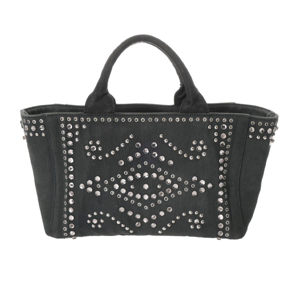 PRADA プラダ カナパ トート スタッズ ビジュ モスグリーン BN2642 レディース キャンバス ハンドバッグ Bランク 中古 銀蔵