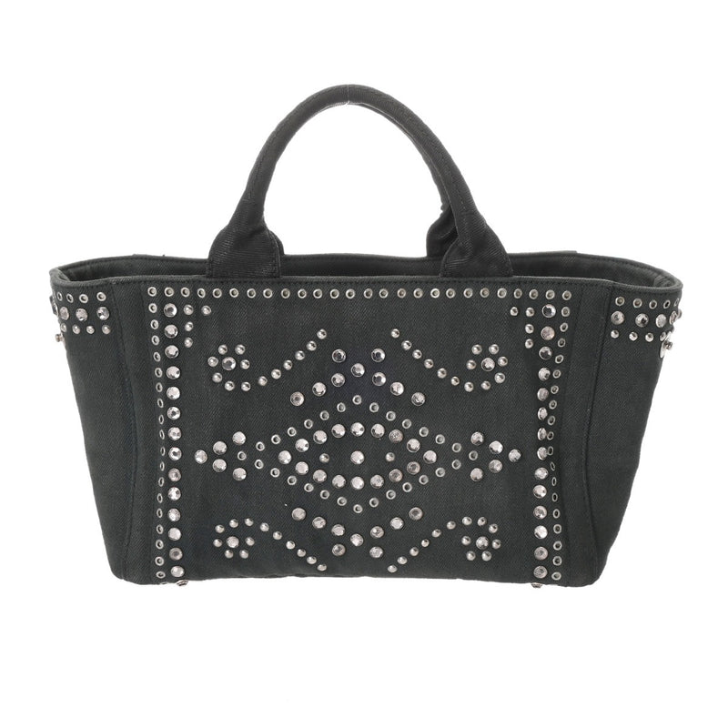 PRADA プラダ カナパ トート スタッズ ビジュ モスグリーン BN2642 レディース キャンバス ハンドバッグ Bランク 中古 銀蔵