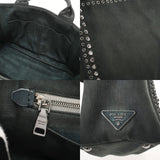 PRADA プラダ カナパ トート スタッズ ビジュ モスグリーン BN2642 レディース キャンバス ハンドバッグ Bランク 中古 銀蔵