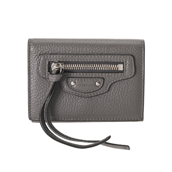 BALENCIAGA バレンシアガ ネオクラシック ミニウォレット グレー 640107 ユニセックス レザー 三つ折り財布 ABランク 中古 銀蔵