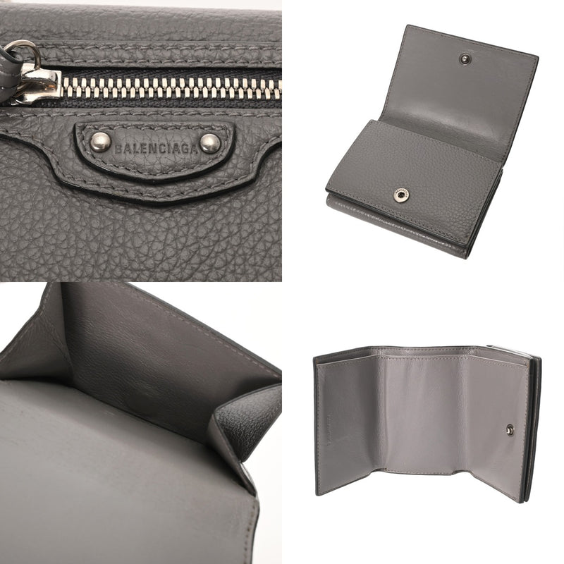 BALENCIAGA バレンシアガ ネオクラシック ミニウォレット グレー 640107 ユニセックス レザー 三つ折り財布 ABランク 中古 銀蔵