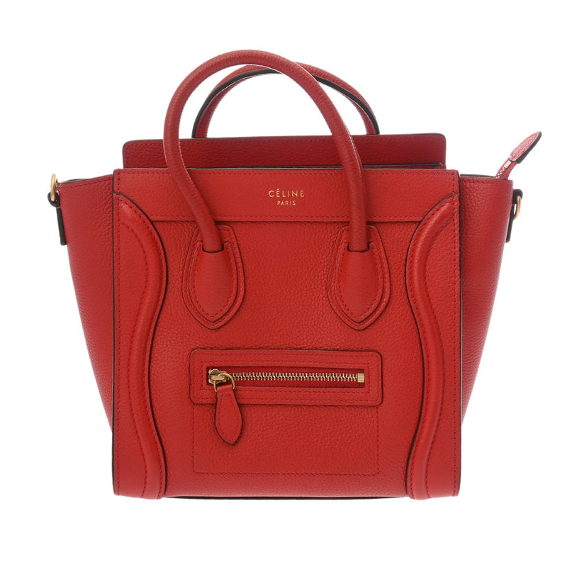 CELINE セリーヌ ラゲージ ナノ 2WAY ベージュ 189243 レディース ドラムドカーフ ハンドバッグ ABランク 中古 銀蔵