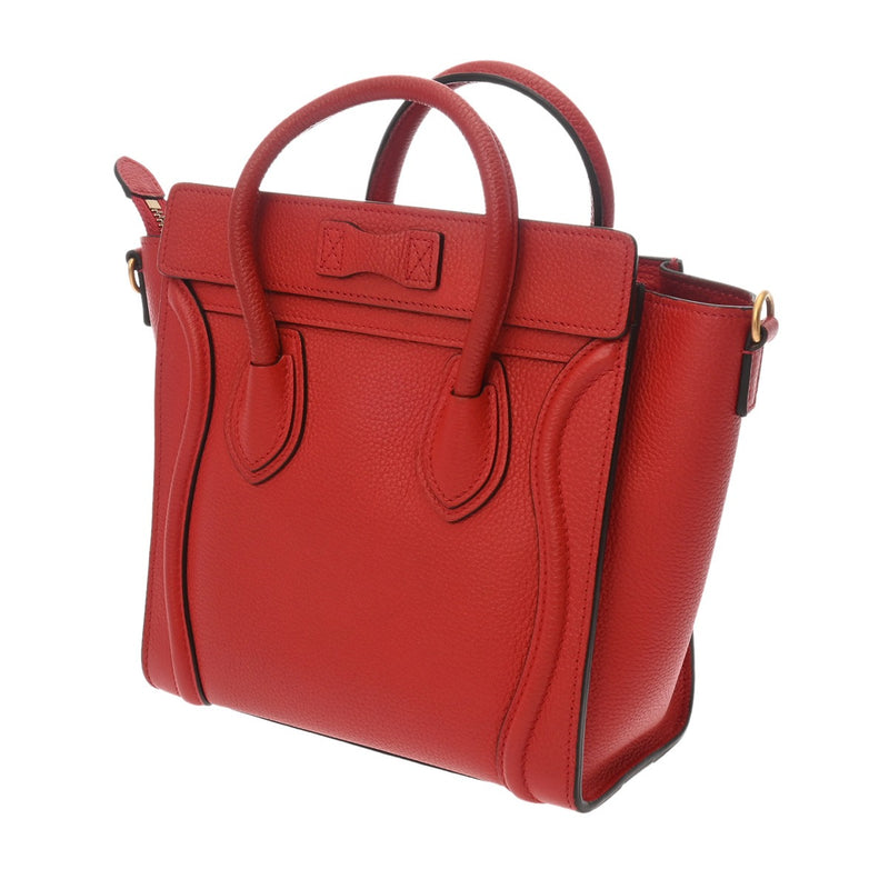 CELINE セリーヌ ラゲージ ナノ 2WAY ベージュ 189243 レディース ドラムドカーフ ハンドバッグ ABランク 中古 銀蔵