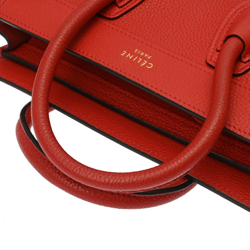 CELINE セリーヌ ラゲージ ナノ 2WAY ベージュ 189243 レディース ドラムドカーフ ハンドバッグ ABランク 中古 銀蔵