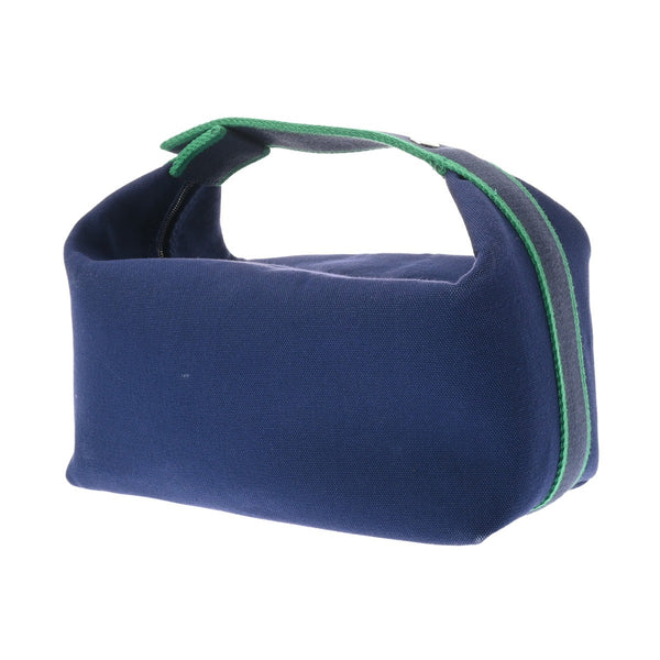 HERMES エルメス ブリッドアブラック GM ブルーマリン レディース コットン100％ ポーチ ABランク 中古 銀蔵