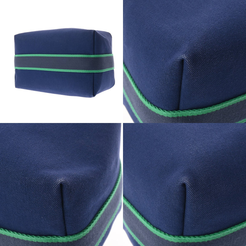 HERMES エルメス ブリッドアブラック GM ブルーマリン レディース コットン100％ ポーチ ABランク 中古 銀蔵