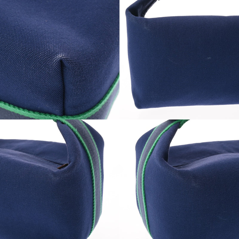 HERMES エルメス ブリッドアブラック GM ブルーマリン レディース コットン100％ ポーチ ABランク 中古 銀蔵