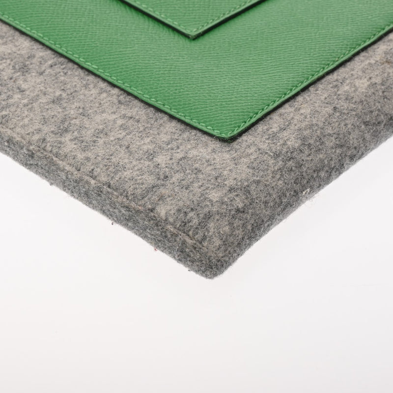 HERMES エルメス トゥードゥー 37 グレー/グリーン A刻印(2017年頃) ユニセックス フェルト ヴォーエプソン クラッチバッグ Aランク 中古 銀蔵