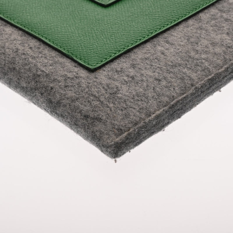 HERMES エルメス トゥードゥー 37 グレー/グリーン A刻印(2017年頃) ユニセックス フェルト ヴォーエプソン クラッチバッグ Aランク 中古 銀蔵