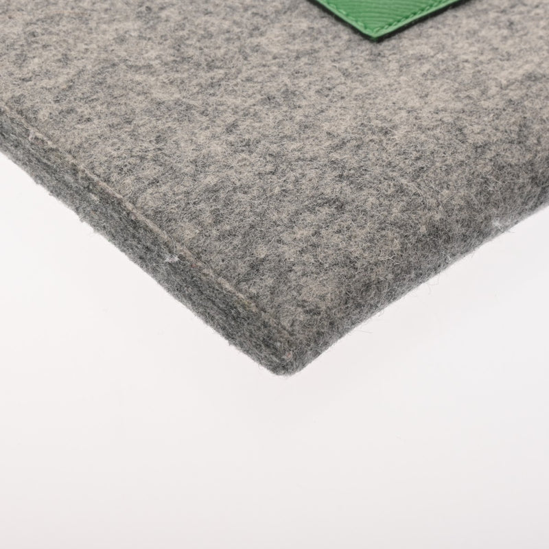 HERMES エルメス トゥードゥー 37 グレー/グリーン A刻印(2017年頃) ユニセックス フェルト ヴォーエプソン クラッチバッグ Aランク 中古 銀蔵