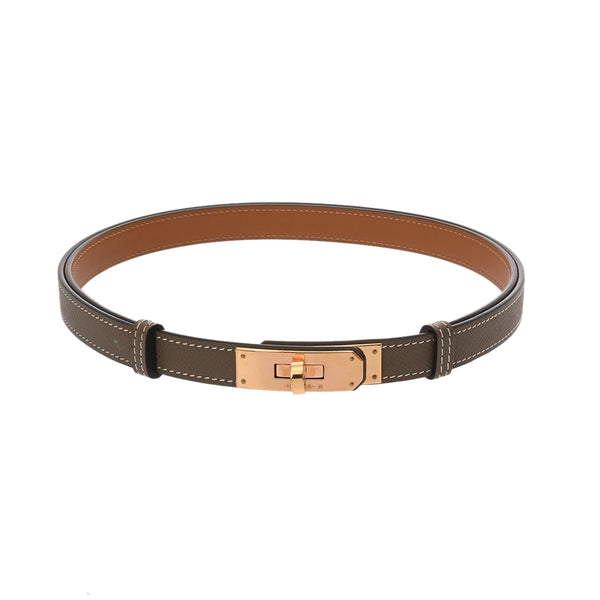 HERMES エルメス ケリー ベルト エトゥープ/ゴールド W刻印(2024年頃) レディース ヴォーエプソン ベルト Aランク 中古 銀蔵