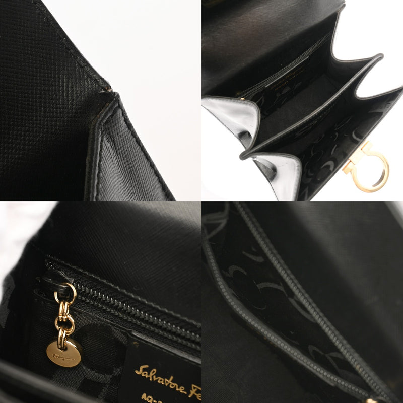 SALVATORE FERRAGAMO フェラガモ ガンチーニ ケリー型 2WAY ブラック AQ-212193 レディース レザー ハンドバッグ Aランク 中古 銀蔵