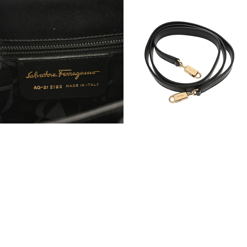 SALVATORE FERRAGAMO フェラガモ ガンチーニ ケリー型 2WAY ブラック AQ-212193 レディース レザー ハンドバッグ Aランク 中古 銀蔵
