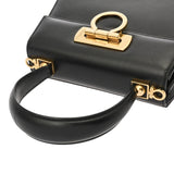 SALVATORE FERRAGAMO フェラガモ ガンチーニ ケリー型 2WAY ブラック AQ-212193 レディース レザー ハンドバッグ Aランク 中古 銀蔵