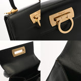 SALVATORE FERRAGAMO フェラガモ ガンチーニ ケリー型 2WAY ブラック AQ-212193 レディース レザー ハンドバッグ Aランク 中古 銀蔵