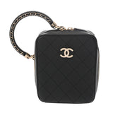 CHANEL シャネル マトラッセ ダイアナ 25cm チェーンショルダー ブラック A01165 レディース カーフ ショルダーバッグ Aランク 中古 銀蔵