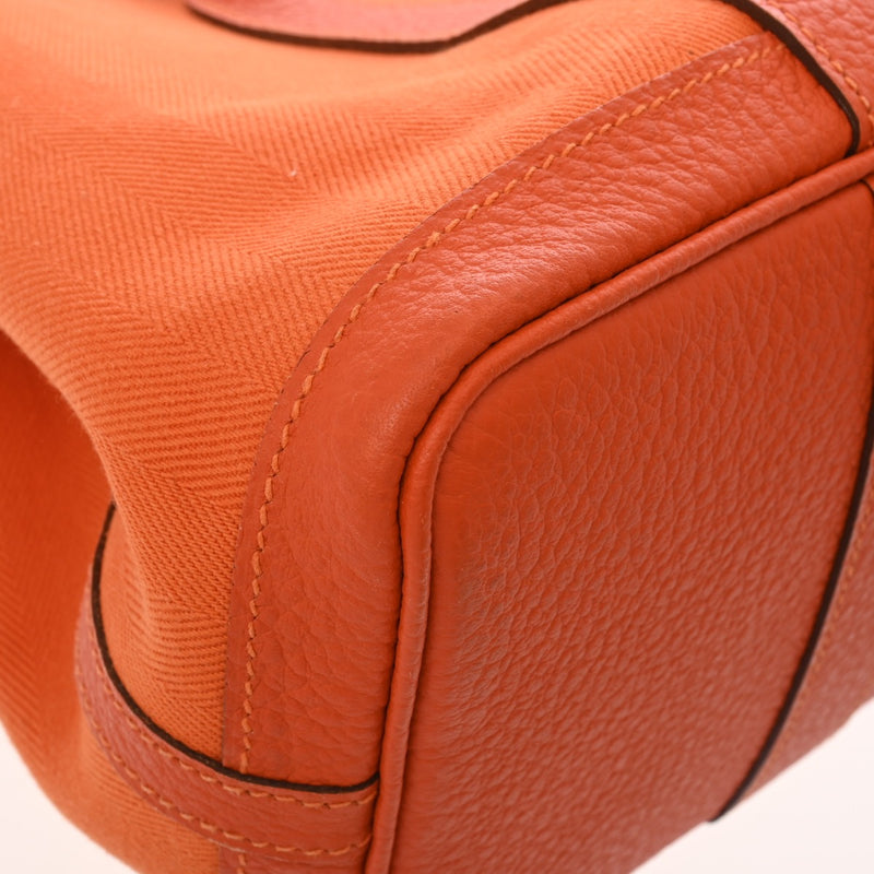 HERMES エルメス ガーデンパーティ TPM オレンジ □Q刻印(2013年頃) レディース トワルシェブロン ハンドバッグ ABランク 中古 銀蔵