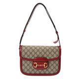 GUCCI グッチ ホースビット 1955 ベージュ/レッド 602204 レディース GGスプリームキャンバス レザー ショルダーバッグ Aランク 中古 銀蔵