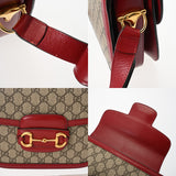 GUCCI グッチ ホースビット 1955 ベージュ/レッド 602204 レディース GGスプリームキャンバス レザー ショルダーバッグ Aランク 中古 銀蔵