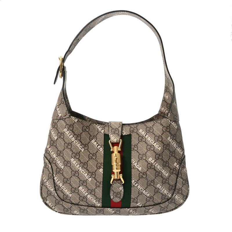 GUCCI グッチ GGスプリーム ザハッカープロジェクト ジャッキー 1961 バレンシアガコラボ ベージュ 636706 レディース GGスプリームキャンバス ショルダーバッグ Aランク 中古 銀蔵